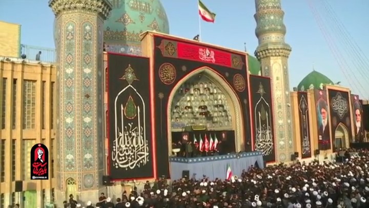 ببینید| اقامه نماز بر پیکر مطهر رهبر شهید انقلاب توسط حضرت آیت‌الله جوادی آملی در مسجد مقدس جمکران
