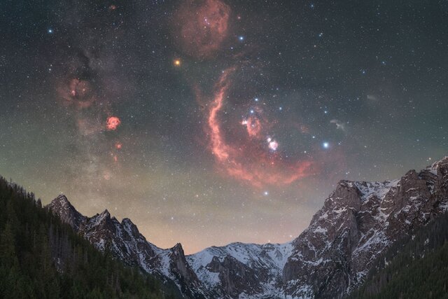 عکس روز ناسا از گنجینه‌های «شکارچی» بر فراز کوه‌های برفی