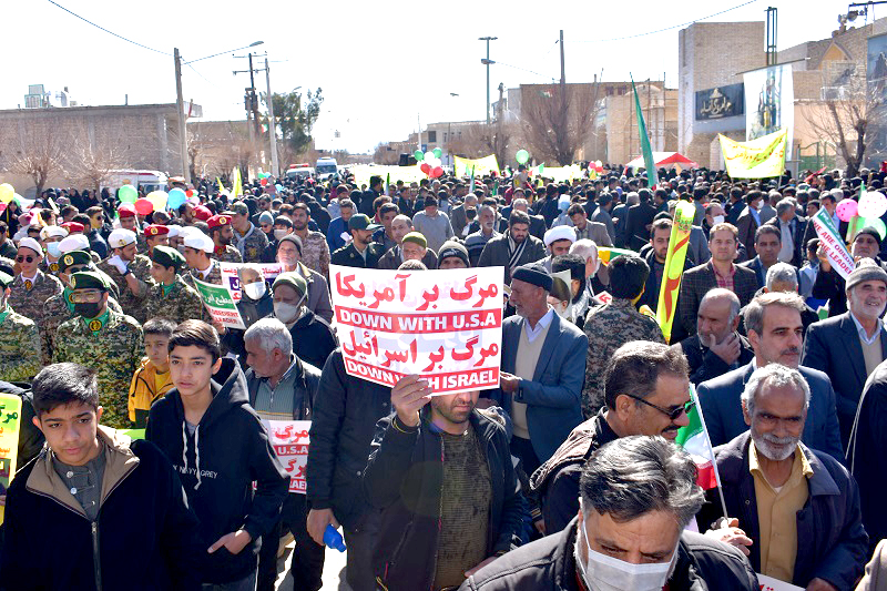 راهپیمایی با شکوه یوم الله ۲۲ بهمن در شهرستان بهاباد برگزار شد