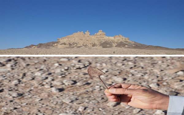 کشف سر پیکان فلزی پیش از تاریخ درکوه پایه های پنج انگشتی ابرکوه
