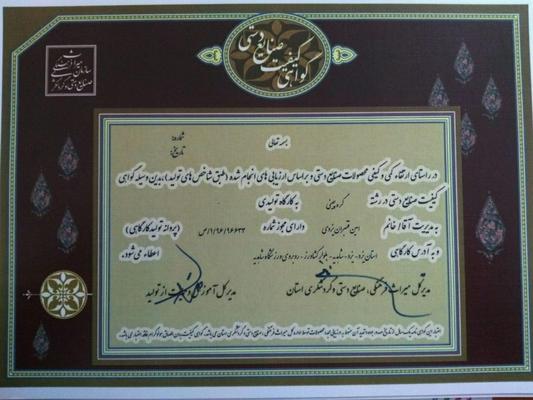 9 کارگاه تولیدی استان یزد گواهی کیفیت صنایع دستی دریافت کردند